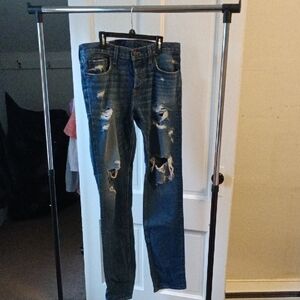 Hollister Men's Blue Distressed Skinny Jeans